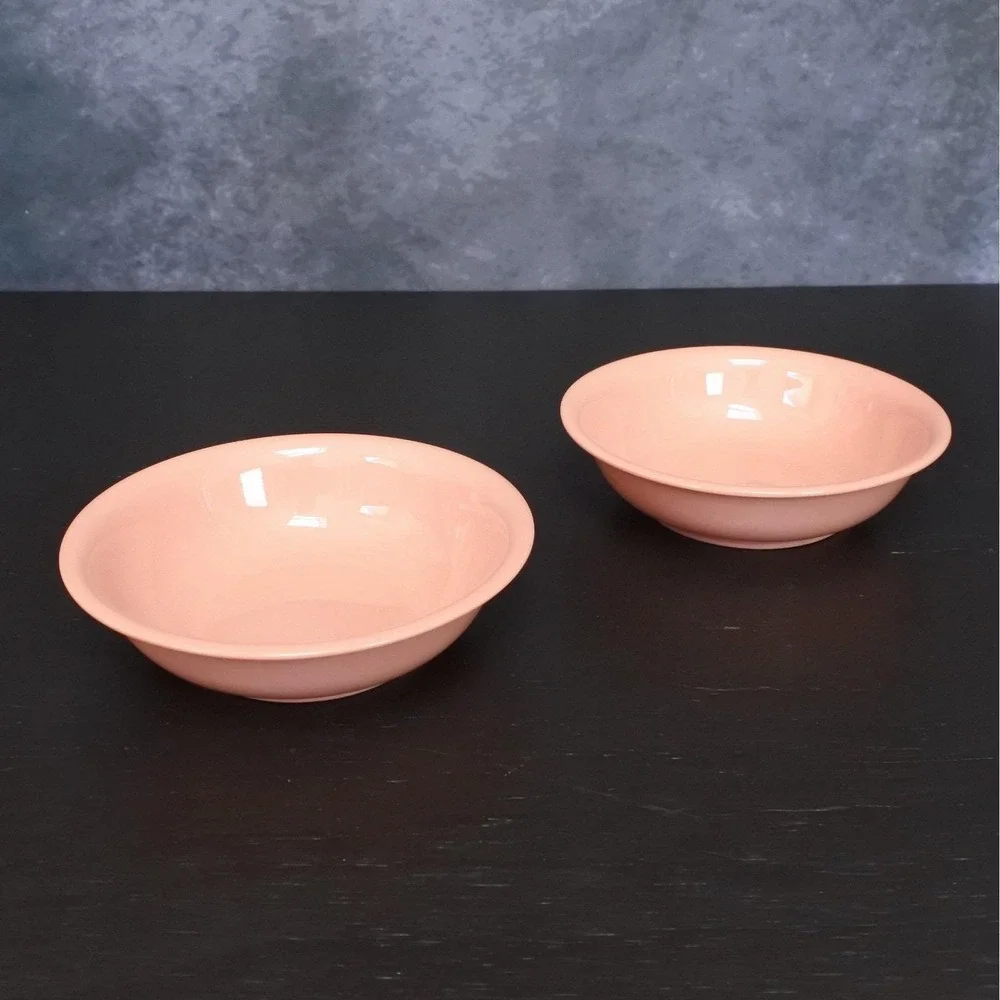 Rare Vintage Lenox Coral Pink Green Mark Porcelain Bowl Set of 2